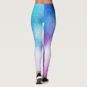 Farbenfrohe Blues und Purples in knarrer Wasserfar Leggings (Rückseite)