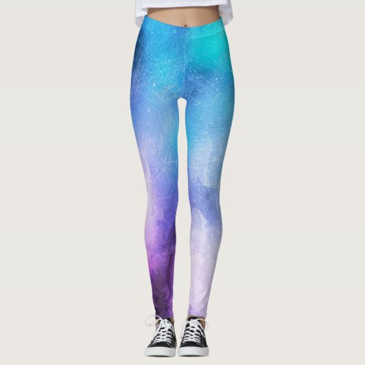 Farbenfrohe Blues und Purples in knarrer Wasserfar Leggings (Vorderseite)