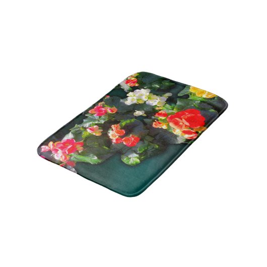 Farbenfrohe blühende Blume Badematte (Schrägansicht)