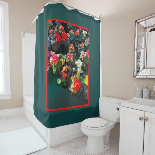 Farbenfrohe blühende Blume Duschvorhang (Beispiel)