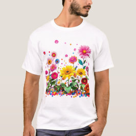 Farbenfrohe blühende Blume mit lebhaften Petalen T-Shirt