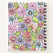 Farbenfrohe blühende Blume Name und Anfangsbuchsta Notizblock (Rückseite)