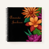 Farbenfrohe blühende Blume Typografie Notizblock (Vorderseite)