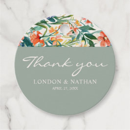 Farbenfrohe blühende Blumenhochzeit Geschenkanhänger