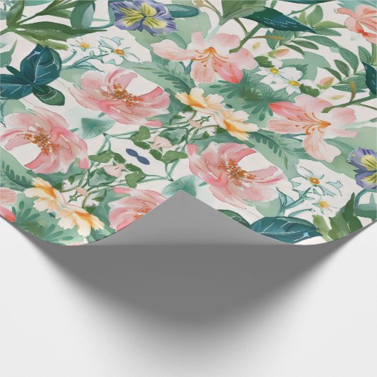 Farbenfrohe blühende Blumenhochzeit Geschenkpapier (Ecke)