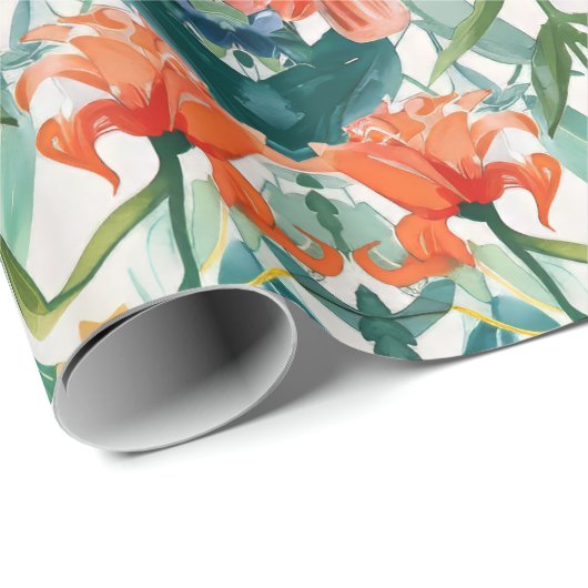 Farbenfrohe blühende Blumenhochzeit Geschenkpapier (Rolleneckpunkt)