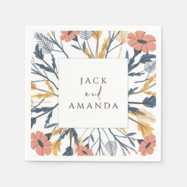 Farbenfrohe blühende Blumenzellenhochzeit Napkins Serviette