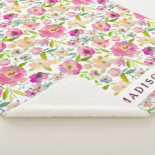 Farbenfrohe blühende Chic Mint Blush Bloral Monogr Sherpadecke (3/4)