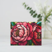 Farbenfrohe blühende Pfingstrosenblumen Postkarte (Stehend Vorderseite)