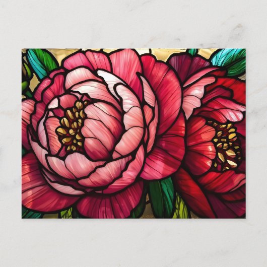 Farbenfrohe blühende Pfingstrosenblumen Postkarte (Vorderseite)