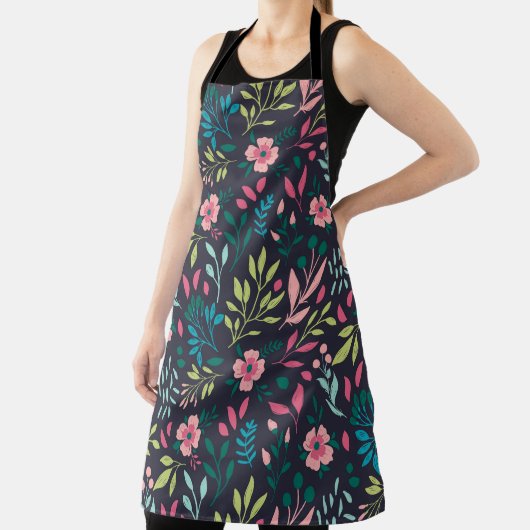 Farbenfrohe, blühende Schrift mit Blume und Blätte Schürze (InSitu)