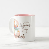 Farbenfrohe Blume 8 März Glückliche Tasse zum Frau (Vorderseite Links)