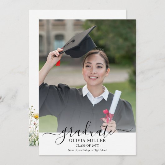 Farbenfrohe Blume Abschluss Ankündigung (Vorne/Hinten)