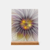 Farbenfrohe Blume, Abstrakt modernes Fraktal Acrylschild (Vorderseite)