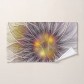 Farbenfrohe Blume, Abstrakt modernes Fraktal Badhandtuch Set (Handtuch)