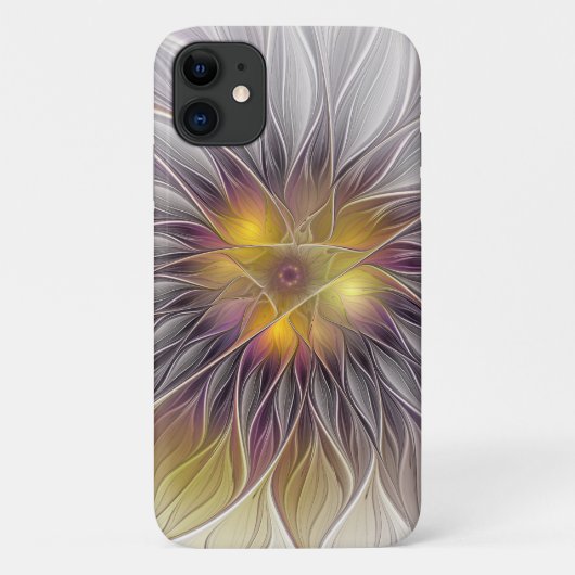 Farbenfrohe Blume, Abstrakt modernes Fraktal Case-Mate iPhone Hülle (Rückseite)