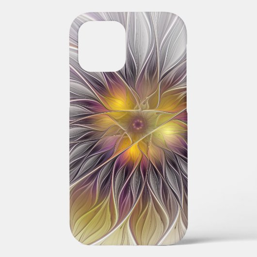 Farbenfrohe Blume, Abstrakt modernes Fraktal Case-Mate iPhone Hülle (Rückseite)