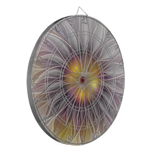 Farbenfrohe Blume, Abstrakt modernes Fraktal Dartscheibe (Vorderseite Links)