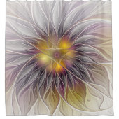 Farbenfrohe Blume, Abstrakt modernes Fraktal Duschvorhang (Vorderseite)