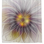 Farbenfrohe Blume, Abstrakt modernes Fraktal Duschvorhang (Vorderseite)