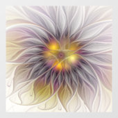 Farbenfrohe Blume, Abstrakt modernes Fraktal Fensteraufkleber (Blatt)