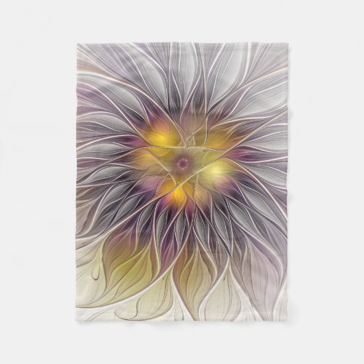 Farbenfrohe Blume, Abstrakt modernes Fraktal Fleecedecke (Vorderseite)