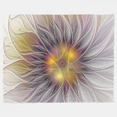 Farbenfrohe Blume, Abstrakt modernes Fraktal Fleecedecke (Vorderseite (Horizontal))