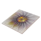 Farbenfrohe Blume, Abstrakt modernes Fraktal Fliese (Seite)