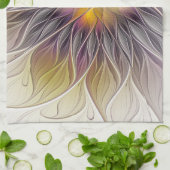 Farbenfrohe Blume, Abstrakt modernes Fraktal Geschirrtuch (Gefaltet)