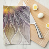 Farbenfrohe Blume, Abstrakt modernes Fraktal Geschirrtuch (Viertel Falte)