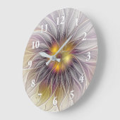 Farbenfrohe Blume, Abstrakt modernes Fraktal Große Wanduhr (Winkel)