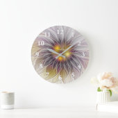 Farbenfrohe Blume, Abstrakt modernes Fraktal Große Wanduhr (Zuhause)