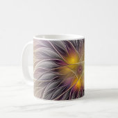 Farbenfrohe Blume, Abstrakt modernes Fraktal Kaffeetasse (Vorderseite Links)