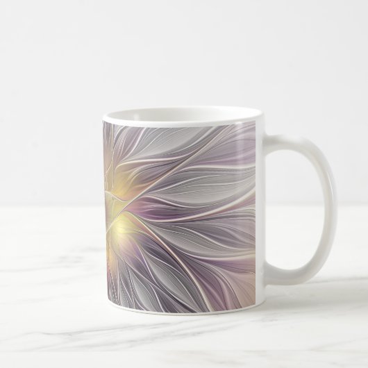 Farbenfrohe Blume, Abstrakt modernes Fraktal Kaffeetasse (Rechts)