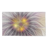 Farbenfrohe Blume, Abstrakt modernes Fraktal Kissenbezug (Rückseite-Links)