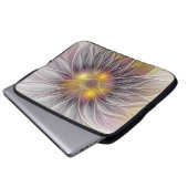 Farbenfrohe Blume, Abstrakt modernes Fraktal Laptopschutzhülle (Vorne Knopf)