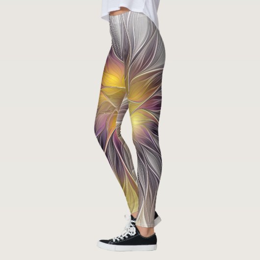 Farbenfrohe Blume, Abstrakt modernes Fraktal Leggings (Links)