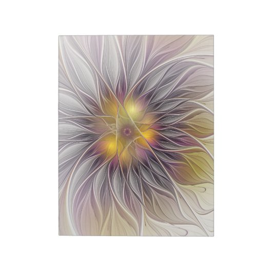 Farbenfrohe Blume, Abstrakt modernes Fraktal Notizblock (Rotiert)