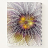 Farbenfrohe Blume, Abstrakt modernes Fraktal Notizblock (Rückseite)