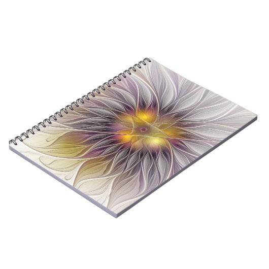 Farbenfrohe Blume, Abstrakt modernes Fraktal Notizblock (Linke Seite)