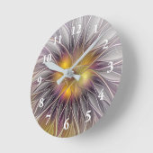 Farbenfrohe Blume, Abstrakt modernes Fraktal Runde Wanduhr (Winkel)