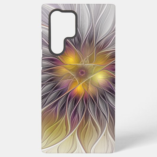 Farbenfrohe Blume, Abstrakt modernes Fraktal Samsung Galaxy Hülle (Rückseite)