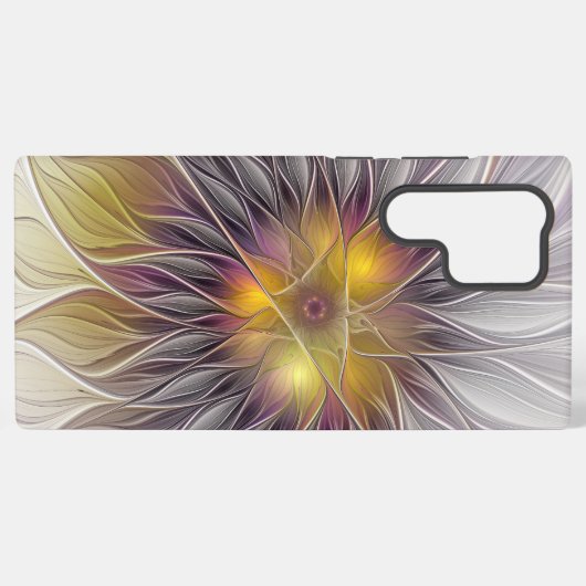 Farbenfrohe Blume, Abstrakt modernes Fraktal Samsung Galaxy Hülle (Rückseite (Horizontal))