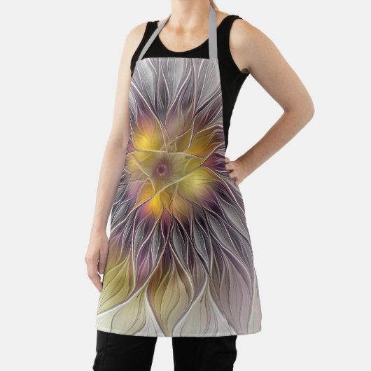 Farbenfrohe Blume, Abstrakt modernes Fraktal Schürze (InSitu)