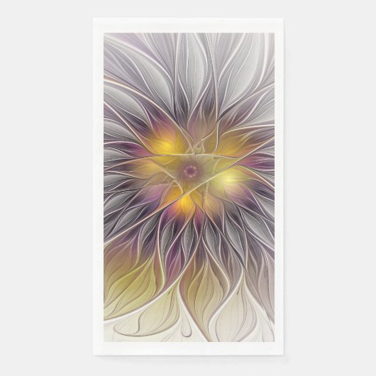Farbenfrohe Blume, Abstrakt modernes Fraktal Serviette (Vorderseite)