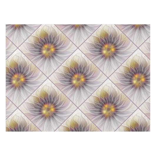 Farbenfrohe Blume, Abstrakt modernes Fraktal Tischdecke (Vorderseite (Horizontal))