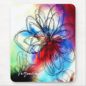 Farbenfrohe Blume Abstrakt Signatur Mousepad (Vorne)