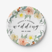 Farbenfrohe Blume an der Grenze Pappteller (Vorderseite)