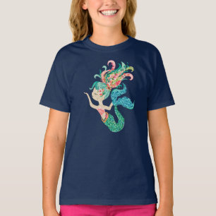 Farbenfrohe Blume an der Meeresküste, Meerjungfrau T-Shirt