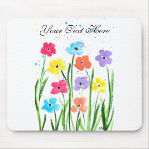 Farbenfrohe Blume Aquarell Floral Natur Chic Mousepad